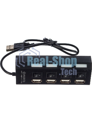 USB-концентратор Gembird UHB-243-AD, USB 2.0, USB 4 порта с подсветкой и выключателем, USB