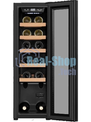 Винный шкаф Maunfeld MFWC-45S12 черный, 45 л, 1 отсек, 12 бут., класс G