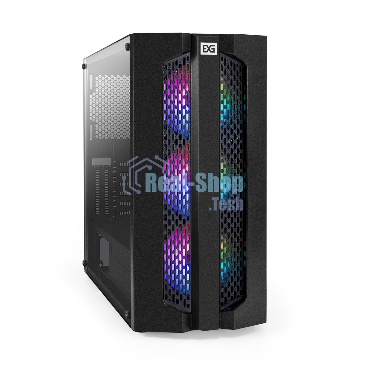 Компьютерный корпус Miditower ExeGate EVO-9205-NPX500 (ATX, БП 500NPX с вент. 12 см, с окном, 1*USB+1*USB 3.0, аудио, 3 вент. 12см с RGb подсветкой)