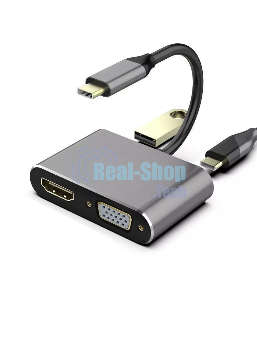 USB-концентратор Telecom TUC055, USB Type-C, HDMI/USB/PD/VGA, USB