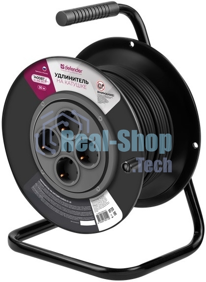 Удлинитель на катушке Defender ExtR2G-01-30 6А, 30 м, б/з - катушка