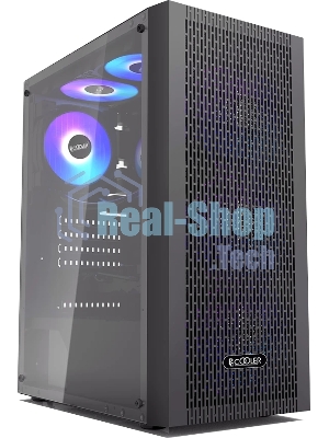 Корпус без блока питания PCCOOLER MA100 MESH BK, Mesh Mid Tower, черный, TG, 0.4 SPCC, 3x120мм ARGb ATX, mATX, mITX 160/310/180мм 2x2.5