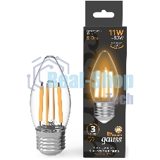 Лампа филам. Gauss Filament 11Вт цок.:E27 свеча св.свеч.белый теп. (упак.:10шт) (103802111)