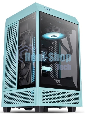 Компьютерный корпус Thermaltake The Tower 100 Turquoise черный без БП miniITX 1x120мм 3x140мм 2xUSB 3.0 audio bott PSU
