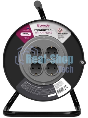 Удлинитель на катушке Defender ExtR2G-01-30 6А, 30 м, б/з - катушка