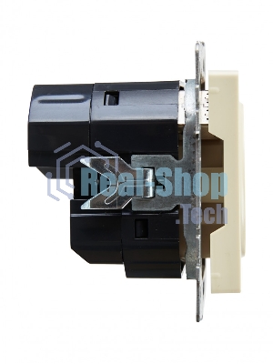 Розетка 1-местная IEK BRITE РЮш10-2-БрКр (BR-R14-16-U21-D31-K10) с заземлением, с защитными шторками, 16А, с USB A+A 5В 3,1А, бежевый