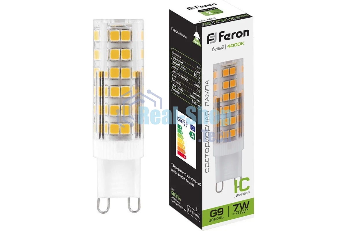 Лампа светодиодная Feron LB-433 7W 230V G9 4000K