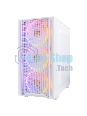 Корпус Ginzzu CL640 mATX FAN 4*12FRGb передняя панель Сетка Белый
