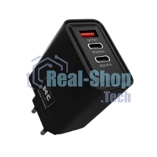 Сетевое зарядное устройство MORE CHOICE NC90 1USB+2Type-C 3.0A PD 45W, черный