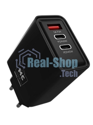Сетевое зарядное устройство MORE CHOICE NC90 1USB+2Type-C 3.0A PD 45W, черный