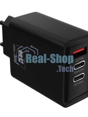 Сетевое зарядное устройство MORE CHOICE NC90 1USB+2Type-C 3.0A PD 45W, черный
