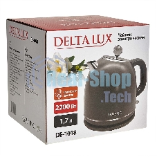 Чайник электрический Delta LUX DE-1018 (1,7 л. металл/пластик) серый