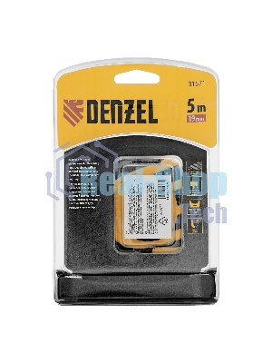 Рулетка Denzel 5м x 19 мм, магнит, двухсторонний зацеп, нейлон, двуст. шкала, автоматич. 31571