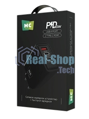 Сетевое зарядное устройство MORE CHOICE NC90 1USB+2Type-C 3.0A PD 45W, черный