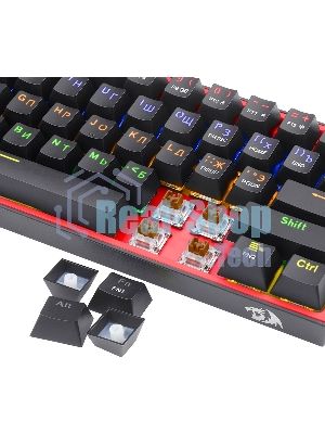 Клавиатура Redragon Fizz проводная, USB Type-A, чёрный/красный