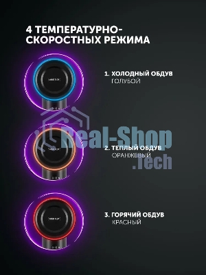 Фен Polaris PHD 1110 графитовый, 1600 Вт, ионизация