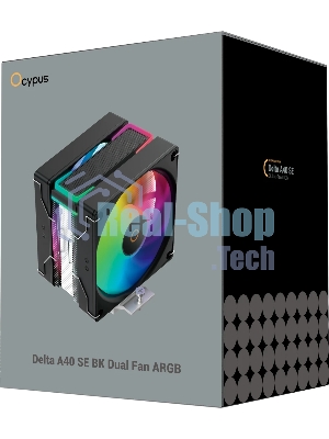 Кулер для процессора Ocypus Delta A40 SE BK Dual Fan ARGB, 2x120mm ARGB FAN, Top ARGB Panel, 4 HEAT PIPES, 4-PIN PWM, 800-1800 RPM, 31DBA, HYDRO BEARING, LGA115X/1200/1700/18XX, AM4/AM5