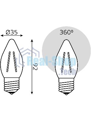 Лампа филам. Gauss Filament 11Вт цок.:E27 свеча св.свеч.белый теп. (упак.:10шт) (103802111)