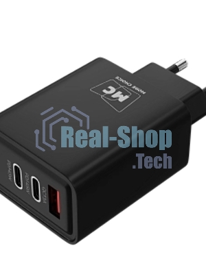 Сетевое зарядное устройство MORE CHOICE NC90 1USB+2Type-C 3.0A PD 45W, черный
