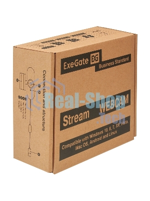 Веб-камера ExeGate Stream C925 Wide FullHD 1920x1080, 30 кадр/с, USB Type-A, микрофон (шумоподавление), шторка приватности, универсальное крепление