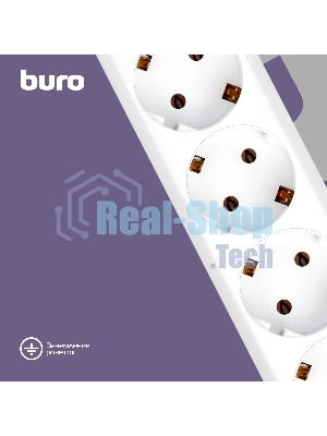 Сетевой фильтр Buro 600SH-16-1.8-W 1.8 м, 6 розеток, белый, коробка