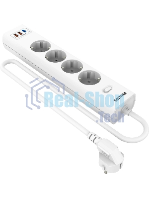 Сетевой фильтр Philips CHP4346WC/51, 5м, 4 розетки, белый