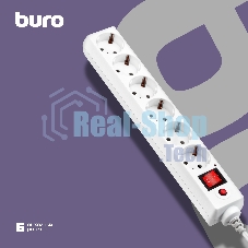 Сетевой фильтр Buro 600SH-16-1.8-W 1.8 м, 6 розеток, белый, коробка