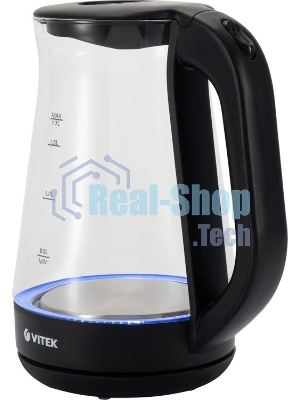 Чайник электрический Vitek VT-8803 1.7 л, 2200 Вт, черный корпус: стекло