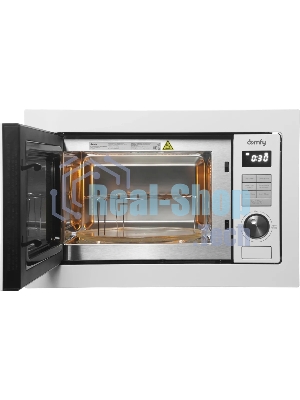 Встраиваемая микроволновая печь Domfy DM2540BW WG белый, 25 л, 900 Вт, переключатели - кнопки/поворотный мехинизм