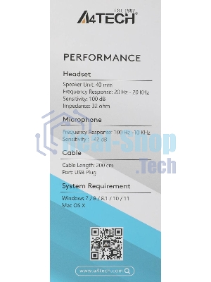 Гарнитура A4Tech Fstyler FH100U белый/черный, проводная