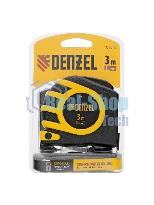 Рулетка Denzel 3м x 16 мм, двухсторонний зацеп, нейлон, двуст. шкала, автоматич. 31570
