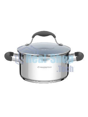 Кастрюля Maunfeld LAURA MCS22S08GR из нержавеющей стали со стеклянной крышкой, 18 см, 2,2 л.