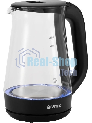 Чайник электрический Vitek VT-8803 1.7 л, 2200 Вт, черный корпус: стекло