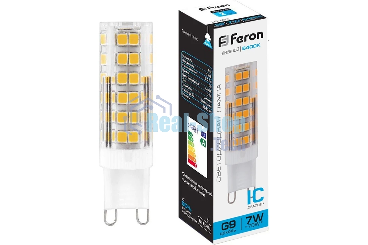 Лампа светодиодная Feron LB-433 7W 230V G9 6400K