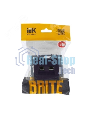 Розетка компьютерная двойная IEK BRITE РК10-2-БрЧ RJ45 кат.5E черный