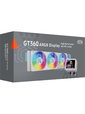 Система охлаждения PCCooler GT360 ARGb Display WH (310W, 360мм, LED temp., белый, ARGb/Fans: 3x120мм, 99CFM, 41.5dBA, 3000RPM/Pump 15dBA, 2600RPM, Rad thickness 27мм/S: 1851, 1700, 1200, 115X, AM5, AM4)