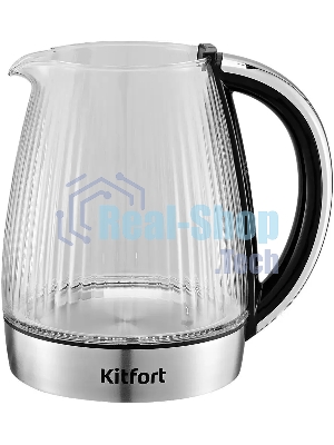 Чайник электрический Kitfort КТ-6711 1.7л. 2200Вт серебристый/черный корпус: пластик/стекло