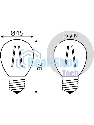 Лампа светодиодная филаментная Gauss Filament 8Вт цок.: E27 шар св. свеч. бел. нейт. (упак.: 10 шт)