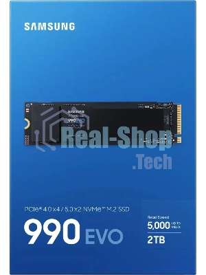 Накопитель SSD Samsung 990 EVO, 2000Gb, PCIe 4.0 x4, M.2 2280, NVMe, R/W 5000/4200
