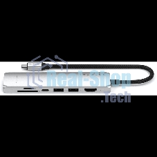 Док-станция (USB-хаб) Satechi ST-P7SS 7-in-1 USB-C Slim Multiport Adapter with Ethernet (Type-C,HDMI, 2xType-A, SD,microSD, RJ-45), до 80 Вт серебристый