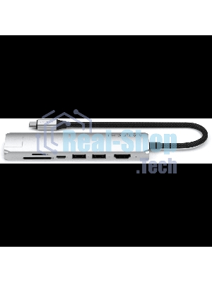 Док-станция (USB-хаб) Satechi ST-P7SS 7-in-1 USB-C Slim Multiport Adapter with Ethernet (Type-C,HDMI, 2xType-A, SD,microSD, RJ-45), до 80 Вт серебристый