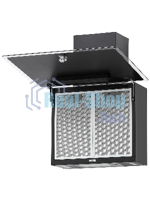 Вытяжка кухонная вертикальная Krona AURA 600 FRAME BLACK S черный с прозрачным кантом