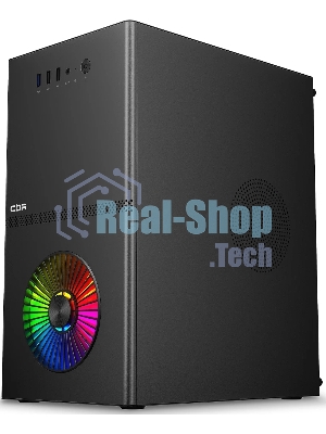 Компьютерный корпус CBR mATX Minitower V867, без БП, 1хUSB 3.0, 2хUSB 2.0, HD Audio+Mic, Rainbow Fan, Black PCC-MATX-V867-WPSU