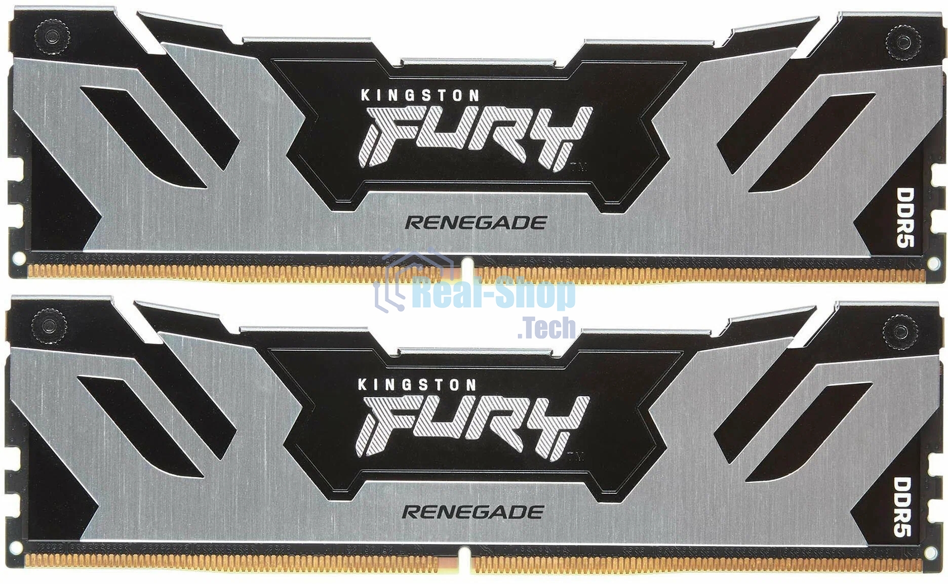 Оперативная память Kingston Fury Renegade, DDR5, 32GB (2x16GB), 6400MHz, CL32, DIMM, с радиатором, серебристый/черный