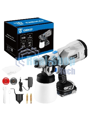 Краскопульт электрический аккумуляторный DEKO SG20DK Max, 20В, 800 мл, 1x3.0А·ч 083-1135