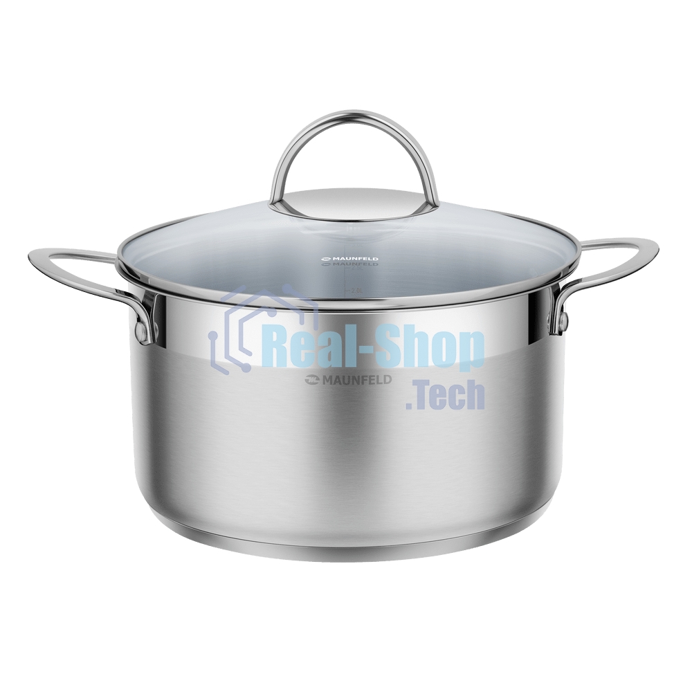 Кастрюля Maunfeld GERDA MCS33S07 из нержавеющей стали со стеклянной крышкой, 20 см, 3,3 л.