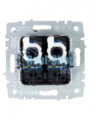 Розетка компьютерная двойная IEK BRITE РК10-2-БрКр (BR-K20-1-K10) СП RJ45 кат.5E бежевый