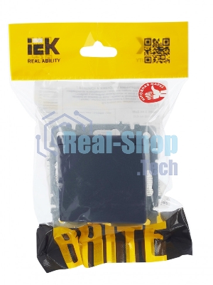 Розетка 1-местная IEK BRITE РСбш10-3-44-БрМ с заземлением, с защитными шторками и крышкой, 16А, IP44, маренго