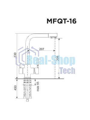 Кухонный смеситель Maunfeld MFQT-16LGR светло-серый