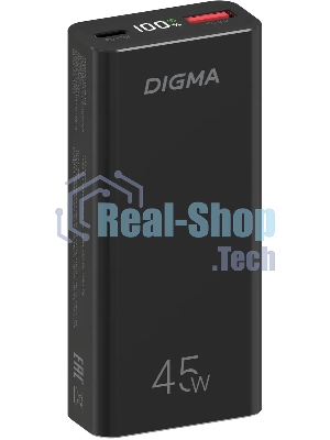 Портативный аккумулятор Digma DGPF10E 10000mAh QC3.0/PD3.0 45W 4.5A USB-A/USB-C черный